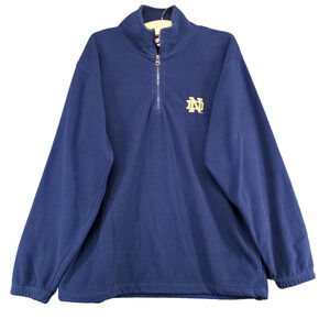 Red Oak Men's 1/4 Zip Fleece Jacket Blue Medium Notre Dame Embroidered